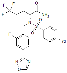 (2R)-2-[N-[(4-Chlorophenyl)sulfonyl]-N-[2-fluoro-4-(1-2-4-oxadiazol-3-yl)benzyl]amino]-5-5-5-trifluoropentanamide