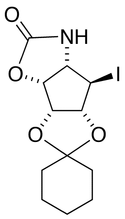 (1R,2R,3R)-(4S)-Amino-1,2,3-trihydroxy-(5R)-iodocyclopentane 3,4-Carbamate 1,2-Cyclohexyl Ketal
