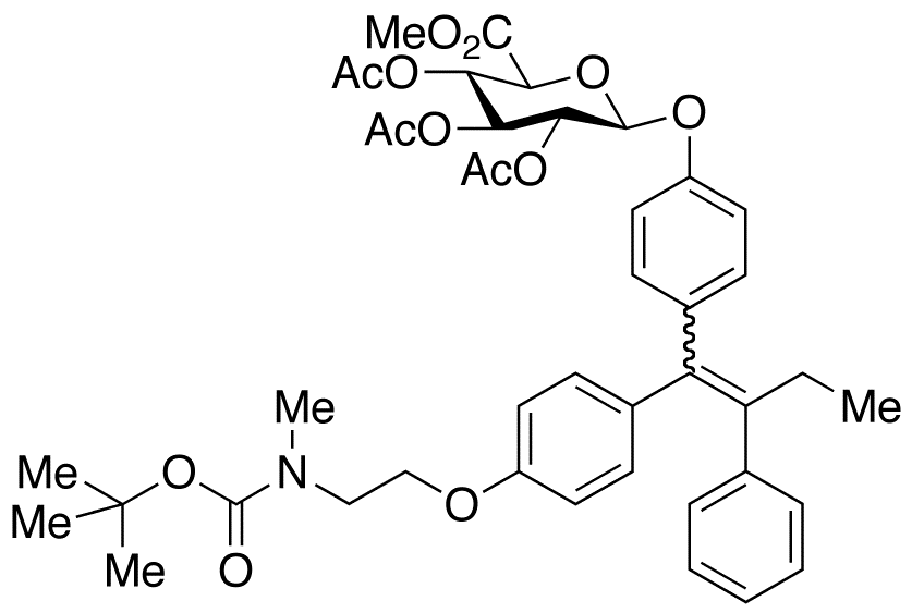 N-Boc-N-desmethyl-4-hydroxy Tamoxifen 2,3,4,6-Tetra-O-acetyl-β-D-glucuronide Methyl Ester (E/Z Mixture)
