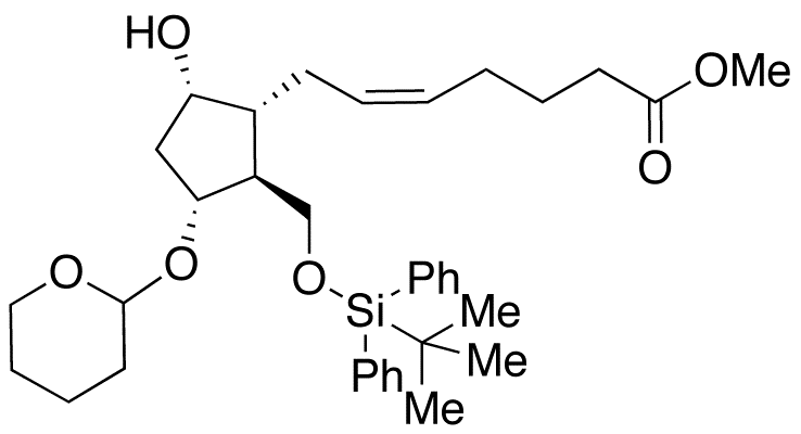 (1R,2S,3R,5S,deltaZ)-2-(tert-Butyldiphenylsilyloxy)methyl-5-hydroxy-3-tetrahydropyranyloxy-cyclopentanehept-delta-en-oic Acid Methyl Ester (Mixture of Diastereomers)