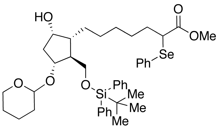 (1R,2S,3R,5S)-2-(tert-Butyldiphenylsilyloxy)methyl-5-hydroxy-3-tetrahydropyranyloxy-α-(phenylseleno)cyclopentaneheptanoic Acid Methyl Ester (Mixture of Diastereomers)