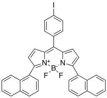 4,4-Difluoro-8-(4’-iodophenyl)-1,7-bis-(1’-napthyl)-4-bora-3α,4α-diaza-s-indacene