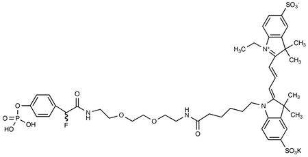 4,7-Dioxaoctylenediamine N-[(Cyanine 3) Monofunctional Hexanoic Acid]-N’-[2-fluoro-4’-phosphophenylacetic Acid] Diamide