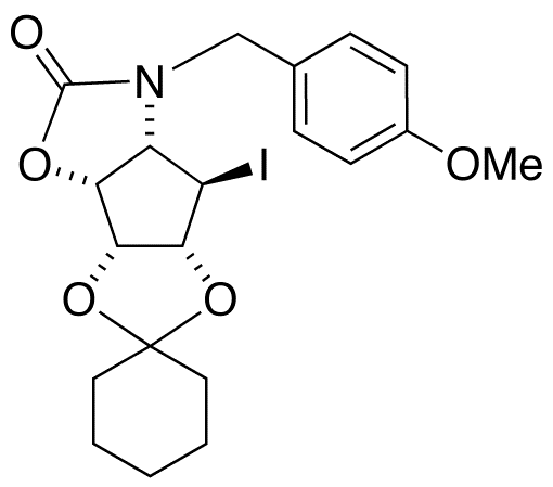 (1R,2R,3R)-N-(4-Methoxybenzyl)-(4S)-amino-1,2,3-trihydroxy-(5R)-iodocyclopentane 3,4-Carbamate 1,2-Cyclohexyl Ketal