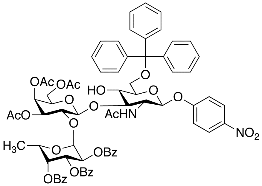 p-Nitrophenyl 2-Acetamido-2-deoxy-3-O-[2’-O-(2,3,4-tri-O-benzoyl-α-L-fucopyranosyl)-3’,4’,6’-tri-O-acetyl-D-galactopyranosyl]-6-O-trityl-β-D-glucopyranoside