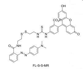 Fluoresceine-cystamine-methyl red