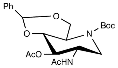 2-Acetamido-3-O-acetyl-4,6-O-benzylidene-N-(tert-butoxycarbonyl)-1,2,5-trideoxy-1,5-imino-D-glucitol