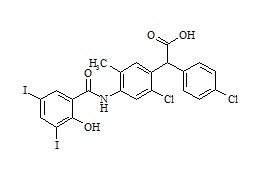 2-(2-Chloro-4-(2-hydroxy-3,5-diiodobenzamido)-5-methylphenyl)-2-(4-chlorophenyl)acetic acid