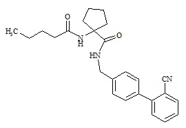 Irbesartan impurity (N-((2-cyanobiphenyl-4-yl)methyl)-1-pentanamido cyclopentane carboxamide)