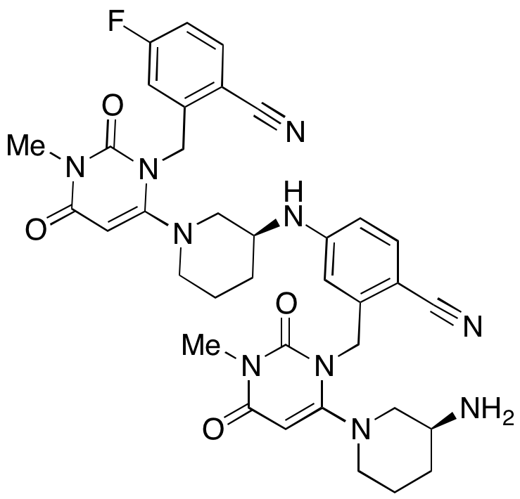2-((6-((S)-3-Aminopiperidin-1-yl)-3-methyl-2,4-dioxo-3,4-dihydropyrimidin-1(2H)-yl)methyl)-4-(((S)-1-(3-(2-cyano-5-fluorobenzyl)-1-methyl-2,6-dioxo-1,2,3,6-tetrahydropyrimidin-4-yl)piperidin-3-yl)amino)benzonitrile