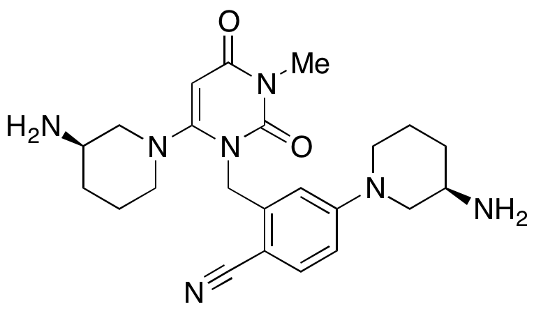 4-((R)-3-Aminopiperidin-1-yl)-2-((6-((R)-3-aminopiperidin-1-yl)-3-methyl-2,4-dioxo-3,4-dihydropyrimidin-1(2H)-yl)methyl)benzonitrile