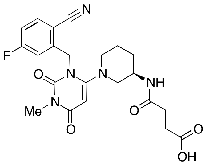 (R)-4-((1-(3-(2-Cyano-5-fluorobenzyl)-1-methyl-2,6-dioxo-1,2,3,6-tetrahydropyrimidin-4-yl)piperidin-3-yl)amino)-4-oxobutanoic Acid
