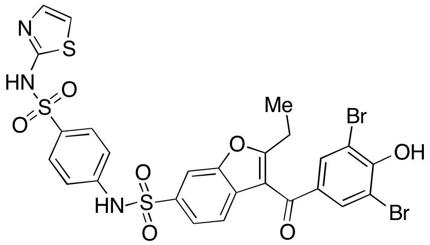 3-(3,5-Dibromo-4-hydroxybenzoyl)-2-ethyl-N-[4-(1,3-thiazol-2-ylsulfamoyl)phenyl]-1-benzofuran-6-sulfonamide