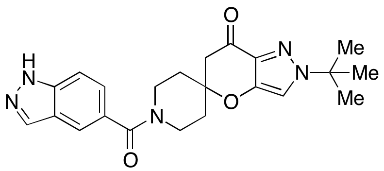 2’-(1,1-Dimethylethyl)-2’,6’-dihydro-1-(1H-indazol-5-ylcarbonyl)spiro[piperidine-4,5’(7’H)-pyrano[3,2-c]pyrazol]-7’-one