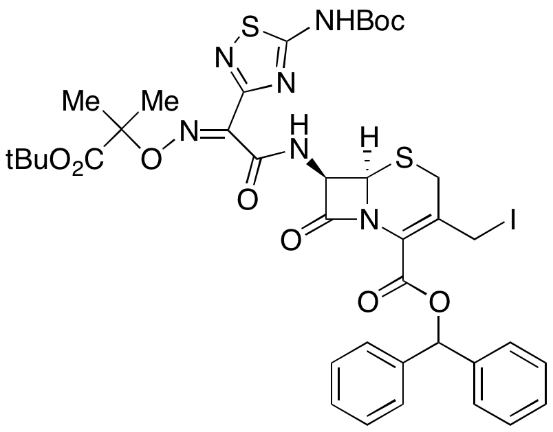 (6R,7R)-3-(Iodomethyl)-7-[[(2Z)-[5-[[(1,1-dimethylethoxy)carbonyl]amino]-1,2,4-thiadiazol-3-yl][[2-(1,1-dimethylethoxy)-1,1-dimethyl-2-oxoethoxy]imino]acetyl]amino]-8-oxo-5-Thia-1-azabicyclo[4.2.0]oct-2-ene-2-carboxylic Acid Diphenylmethyl Ester