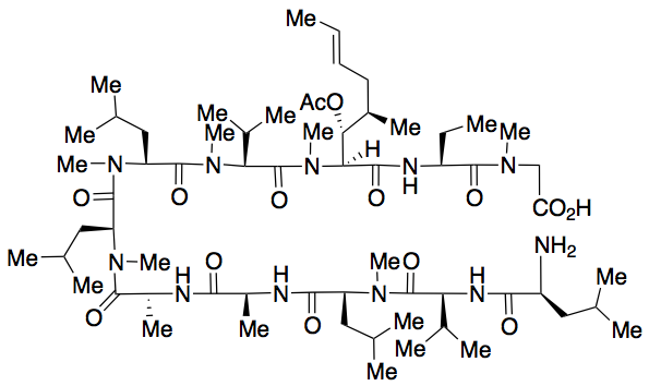 L-leucyl-L-valyl-N-methyl-L-leucyl-L-alanyl-D-alanyl-N-methyl-L-leucyl-N-methyl-L-leucyl-N-methyl-L-valyl-(2S,3R,4R,6E)-3-(acetyloxy)-4-methyl-2-(methylamino)-6-octenoyl-(2S)-2-aminobutanoyl-N-methyl-glycine
