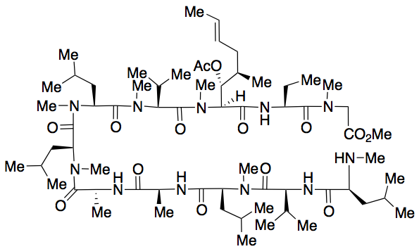 N-Methyl-L-leucyl-L-valyl-N-methyl-L-leucyl-L-alanyl-D-alanyl-N-methyl-L-leucyl-N-methyl-L-leucyl-N-methyl-L-valyl-(2S,3R,4R,6E)-3-(acetyloxy)-4-methyl-2-(methylamino)-6-octenoyl-(2S)-2-aminobutanoyl-N-methyl-glycine Methyl Ester