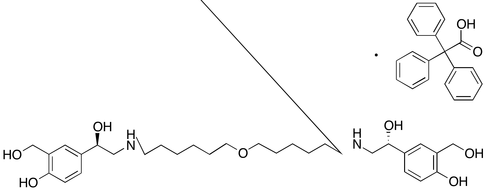 4,4’-((1R,1’R)-((Oxybis(hexane-6,1-diyl))bis(azanediyl))bis(1-hydroxyethane-2,1-diyl))bis(2-(hydroxymethyl)phenol) 2,2,2-Triphenylacetate