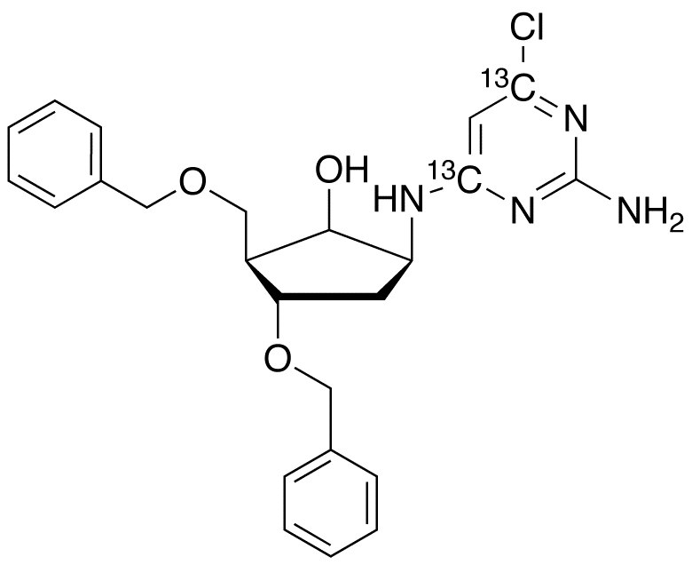 5-[(2-Amino-6-chloro-4-pyrimidinyl-<sup>13</sup>C<sub>2</sub>)amino]-3-(phenylmethoxy)-2-[(phenylmethoxy)methyl]cyclopentanol