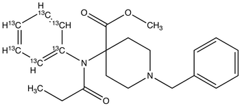 4-[(1-Oxopropyl)(phenyl-<sup>13</sup>C<sub>6</sub>-amino]-1-benzyl-4-piperidinecarboxylic Acid Methyl Ester