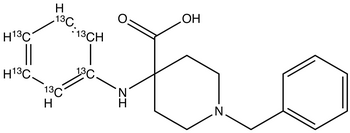 4-(Phenyl-<sup>13</sup>C<sub>6</sub>-amino]-1-benzyl-4-piperidinecarboxylic Acid