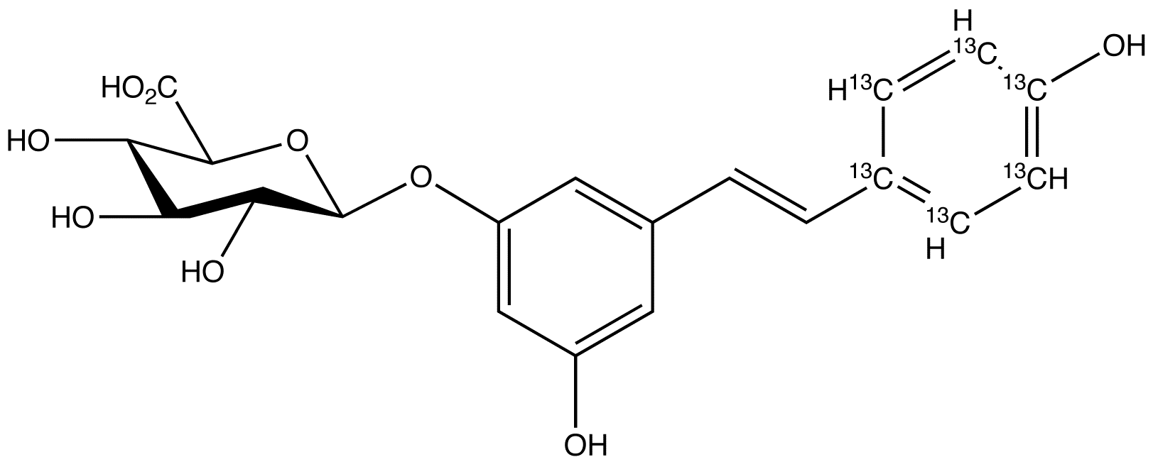 trans-Resveratrol-<sup>13</sup>C<sub>6</sub> 3-O-β-D-Glucuronide