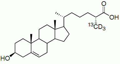 3β-Hydroxy-5-cholestenoic-<sup>13</sup>C,d<sub>3</sub>