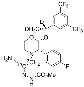 2-(R)-[1-(R)-(3,5-Bis(trifluoromethyl)phenyl)ethoxy]-3-(S)-fluorophenyl-4-[(2-N- methoxycarbonyl)acetamidrazono]morpholine-<sup>13</sup>C<sub>2</sub>,d<sub>2</sub>
