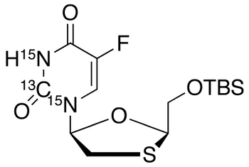 cis-5-Fluoro-1-[2-[[[(1,1-dimethylethyl)dimethylsilyl]oxy]methyl]-1,3-oxathiolan-5-yl]-2,4(1H,3H)-pyrimidinedione-<sup>13</sup>C,<sup>15</sup>N<sub>2</sub>