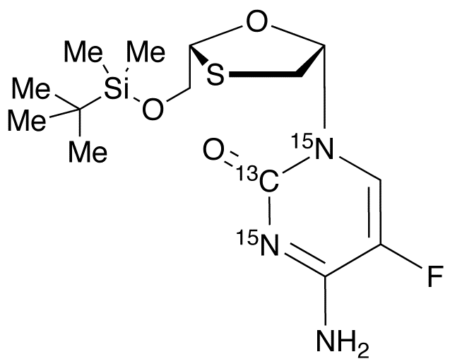 4-Amino-1-((2R,5S)-2-((tert-butyldimethylsilyloxy)methyl)-1,3-oxathiolan-5-yl)-5-fluoropyrimidin-2(1H)-one-<sup>13</sup>C,<sup>15</sup>N<sub>2</sub>
