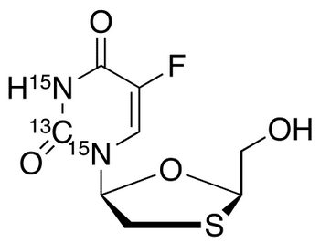 cis 5-Fluoro-1-[2-(hydroxymethyl)-1,3-oxathiolan-5-yl]-2,4(1H,3H)-pyrimidinedione-<sup>13</sup>C,<sup>15</sup>N<sub>2</sub>