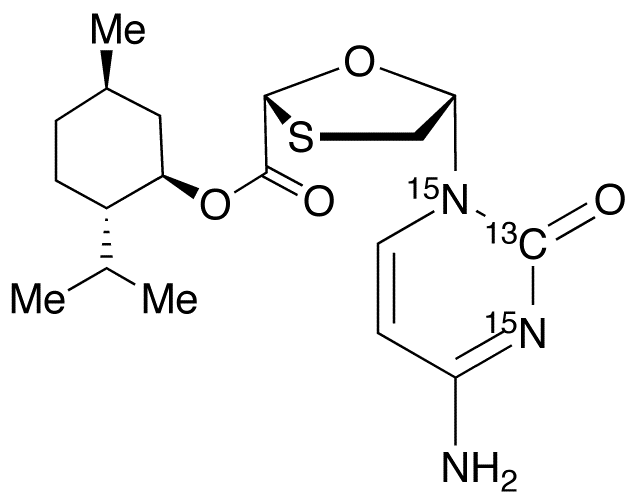 (2R,5S)-L-Methyl-5-(4-amino-2-oxo-1(2H)-pyrimidinyl-<sup>15</sup>N<sub>2</sub>,<sup>13</sup>C)-1,3-oxathiolane-2-carboxylate