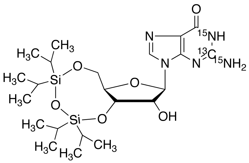 3’,5’-O-[Tetrakis(1-methylethyl)-1,3-disiloxanediyl]-guanosine-<sup>13</sup>C,<sup>15</sup>N<sub>2</sub>