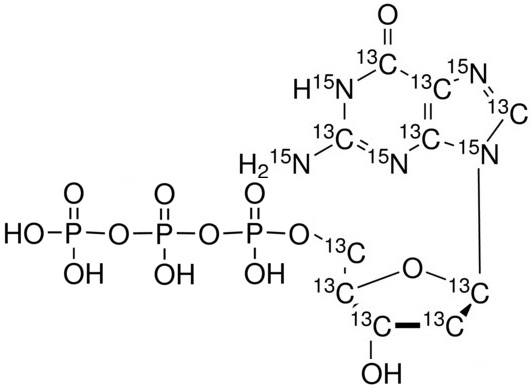 2’-Deoxyguanosine 5’-triphosphate-<sup>13</sup>C<sub>10</sub>,<sup>15</sup>N<sub>5</sub> (Li<sub>2</sub> salt)