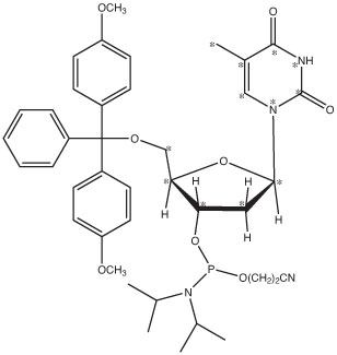 Thymidine-<sup>13</sup>C<sub>10</sub>,<sup>15</sup>N<sub>2</sub>-Phosphoramidite