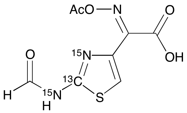 (αZ)-α-[(Acetyloxy)imino]-2-(formylamino)-4-thiazoleacetic acid-<sup>13</sup>C,<sup>15</sup>N<sub>2</sub>