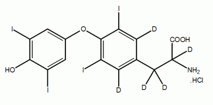 L-Thyroxine-d<sub>5</sub> hydrochloride, 100 ug/mL solution in ethanol