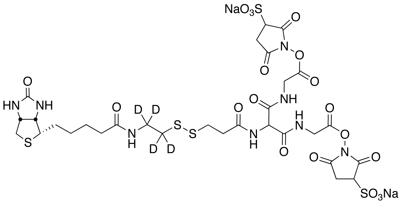 5-[2-Biotinylamidoethyl]-dithiopropionamido]-3,7-diaza-4,6-diketononanoic Acid Bis-N-sulfosuccinimidyl Ester-d<sub>4</sub> Disodium Salt