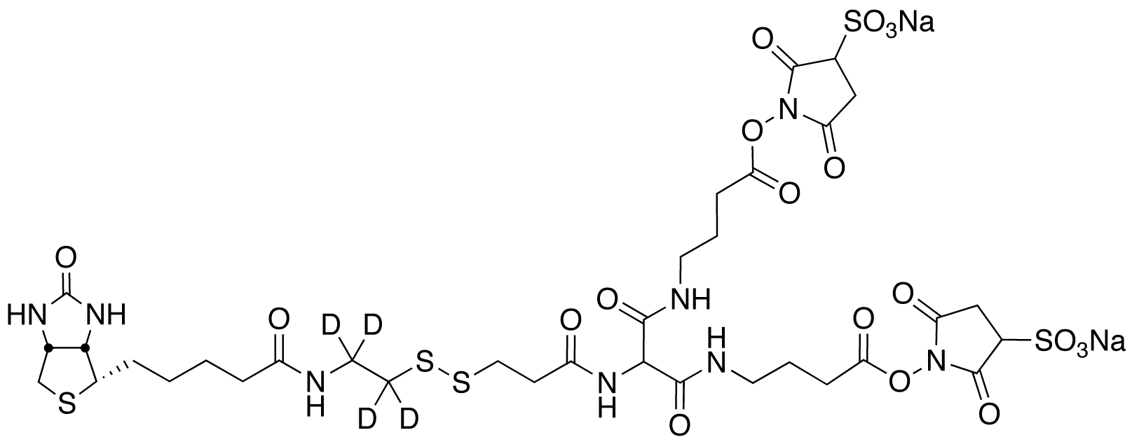 6-[2-Biotinylamidoethyl]-dithiopropionamido]-5,9-diaza-6,8-diketotridecanoic Acid Bis-N-sulfosuccinimidyl Ester-d<sub>4</sub> Disodium Salt
