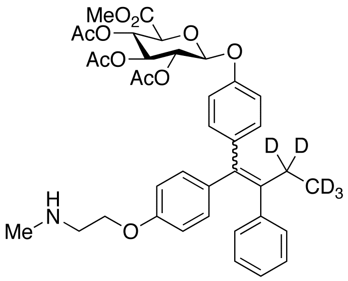 N-Desmethyl-4-hydroxy Tamoxifen-d<sub>5</sub> Tri-O-acetyl-β-D-glucuronic Acid Methyl Ester (E/Z Mixture)