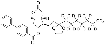 (3aR,4R,5R,6aS)-4-[3-(Ethyleneketal)decanyl]hexahydro-5-hydroxy-2H-cyclopenta[b]furan-2-one 5-(4-Phenylbenzoate)-d<sub>15</sub>