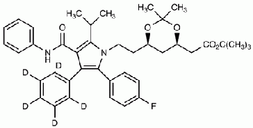 (6-<sup>2-[3-(4-Phenylcarbamoyl-5-(4-fluoro-phenyl)-2-isopropyl-4-phenyl-d<sub>5</sub>-pyrrol-1-yl]-ethyl</sup>-2,2-dimethyl-[1,3]-dioxane-4-yl)-acetic Acid, tert-Butyl Ester