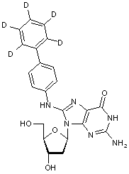  8-(4-Amino-(2’,3’,4’,5’,6’-D<sub>5</sub>-biphenyl)-2’-deoxyguanosine
