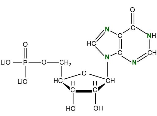 Inosine 5’-monophosphate-<sup>15</sup>N<sub>4</sub> lithium salt solution in Tris buffer
