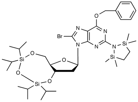 N2-(1,1,4,4-Tetramethyldisilylazacyclopentanyl)-O<sub>6</sub>-benzyl-8-bromo-N<sub>9</sub>-[3’,5’-O-(1,1,3,3-tetrakis(isopropyl)-1,3-disiloxanediyl)-β-D-2’-deoxyribofuranosyl]guanine