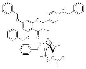 5-7-Bis-(benzyloxy)-α-(4-(benzyloxy)phenyl)-3-[3-4-di-O-acetyl-α-O-acetyl-α-L-rhamnopyranosyloxyl]-4H-chromen-4-one