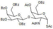 Acetyl 2-Acetamido-4-O-acetyl-6-O-benzoyl-2-deoxy-3-O-(2-3-4-6-tetra-O-benzoyl-beta-D-galactopyranosyl)-α-D-thiogalactopyranoside