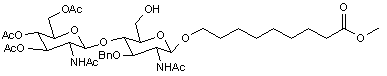 8-Methoxycarbonyloctyl 2-acetamido-4-O-(2-acetamido-3-4-6-tri-O-acetyl-2-deoxy-β-D-glucopyranosyl)-3-O-benzyl-2-deoxy-β-D-glucopyranoside