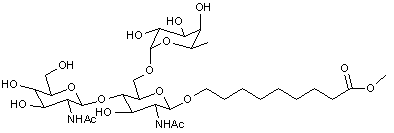 8-Methoxycarbonyloctyl 2-acetamido-4-O-(2-acetamido-2-deoxy-β-D-glucopyranosyl)-2-deoxy-6-O-(α-L-fucopyranosyl)-β-D-glucopyranoside