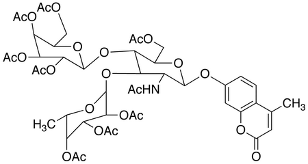 O’-(4-Methylumbelliferyl)-O<sub>6</sub>-acetyl-2-acetylamino-O<sub>3</sub>-(tri-O-acetyl-α-L-fucopyranosyl)-O<sub>4</sub>-(tetra-O-acetyl-β-D-galactopyranosyl)-2-deoxy-β-D-glucopyranose